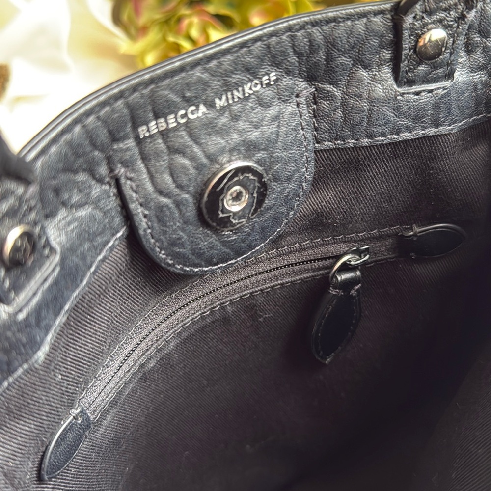Rebecca Minkoff Chain Top Handle Tote in Pebbled Black Leather - Picture 14 of 16